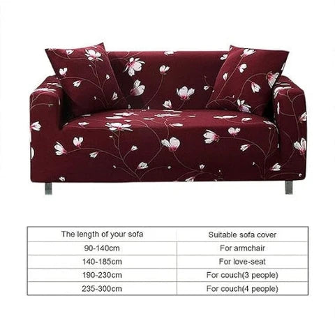Quirky Hub Premium Wrinkle-Free Elastic Stretchable | Washable| Elastic Sofa Cover - Wine red Flowers (SC-046)