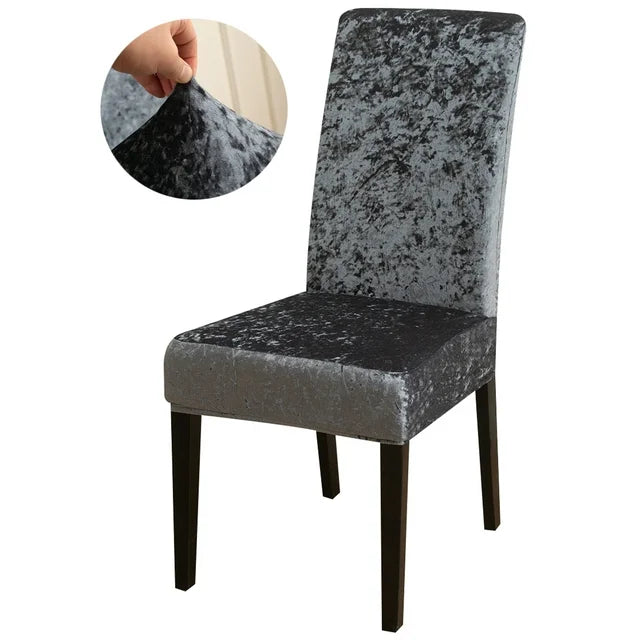 Quirky Hub Premium Wrinkle-Free Stretchable | Washable Plain Velvet Chair Covers |Dark Grey  (QHCC-170)