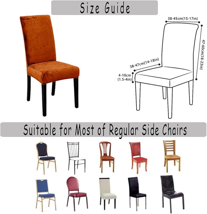 Quirky Hub Premium Wrinkle-Free Stretchable | Washable Plain Velvet Chair Covers | Light Orange (QHCC-169)