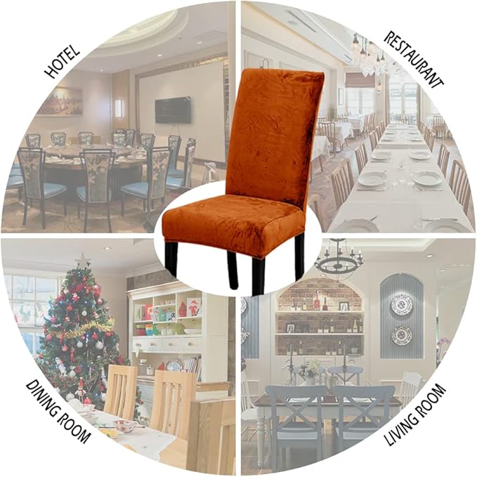 Quirky Hub Premium Wrinkle-Free Stretchable | Washable Plain Velvet Chair Covers | Light Orange (QHCC-169)