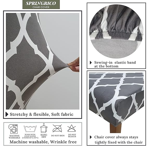 STRETCHABLE CHAIR COVERS, DIAMOND GREY