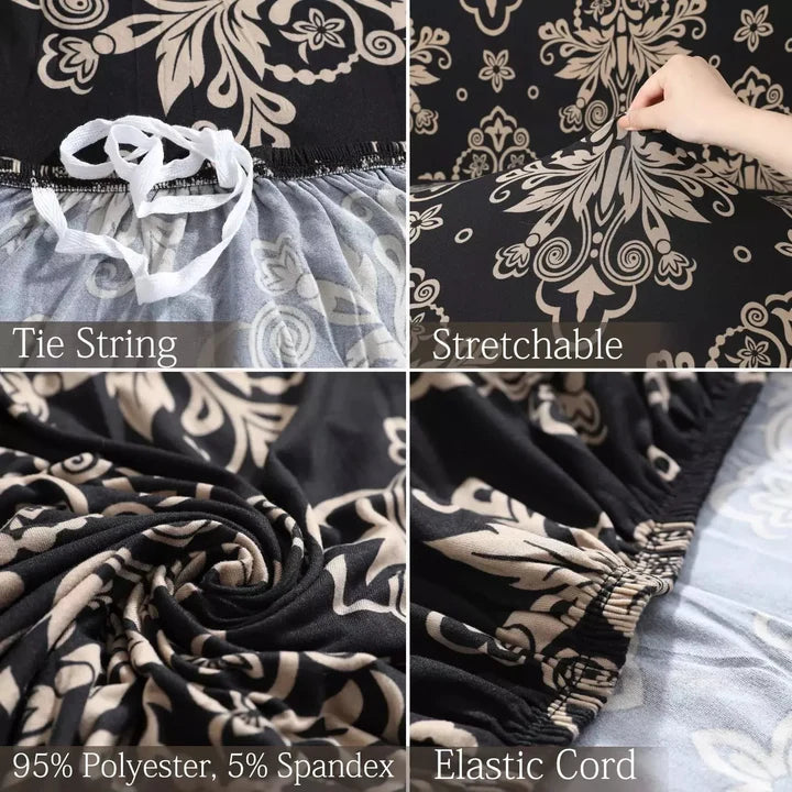 Quirky Hub Elegance: Floral brown Fitted Sofa Covers