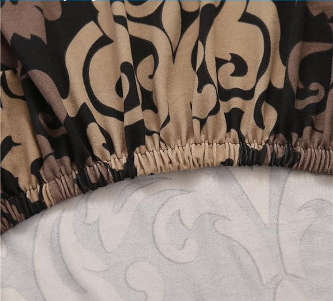 Quirky Hub Premium Wrinkle-Free | Elastic Stretchable | Washable|Velevet Chair Covers Brown Damask (QHCC-128)