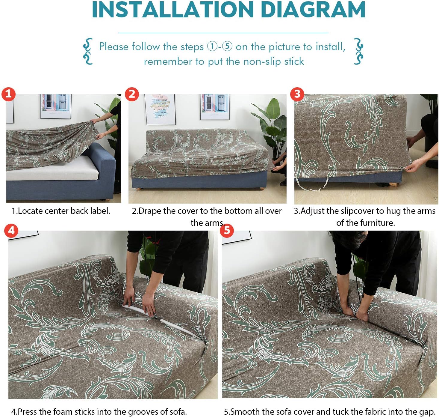 L Shape Premium Extensible Sofa Set Cover floral meroon - Fab Home Decor - Sofa Cover