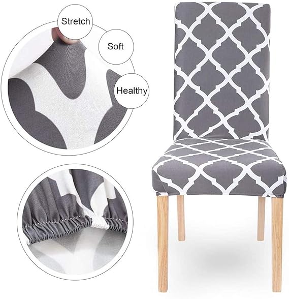 STRETCHABLE CHAIR COVERS, DIAMOND GREY