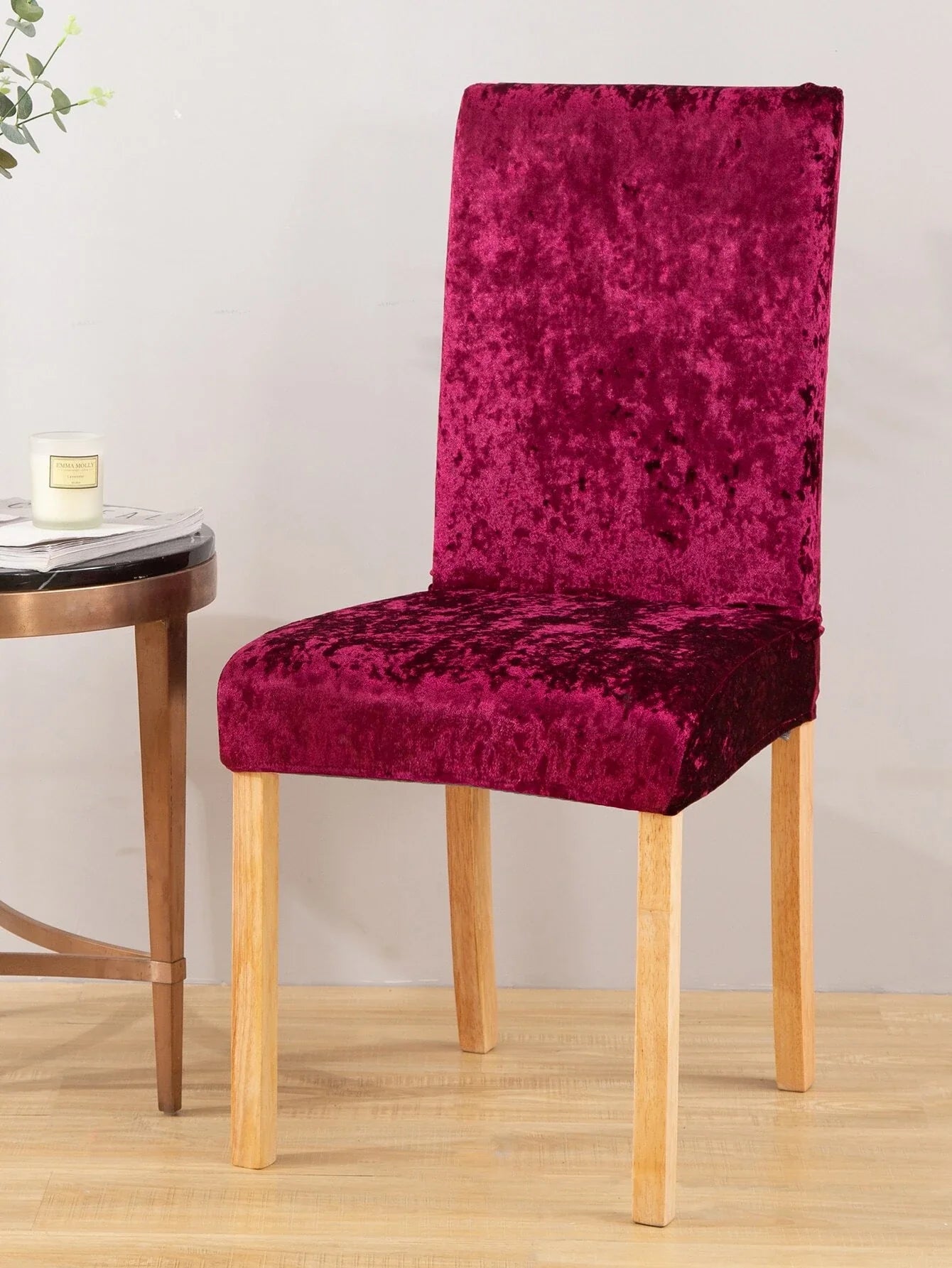 Quirky Hub Premium Wrinkle-Free Stretchable | Washable Plain Velvet Chair Covers | Maroon (QHCC-092)
