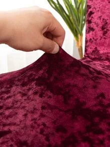 Quirky Hub Premium Wrinkle-Free Stretchable | Washable Plain Velvet Chair Covers | Maroon (QHCC-092)