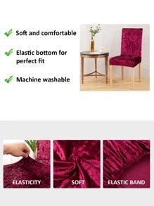 Quirky Hub Premium Wrinkle-Free Stretchable | Washable Plain Velvet Chair Covers | Maroon (QHCC-092)