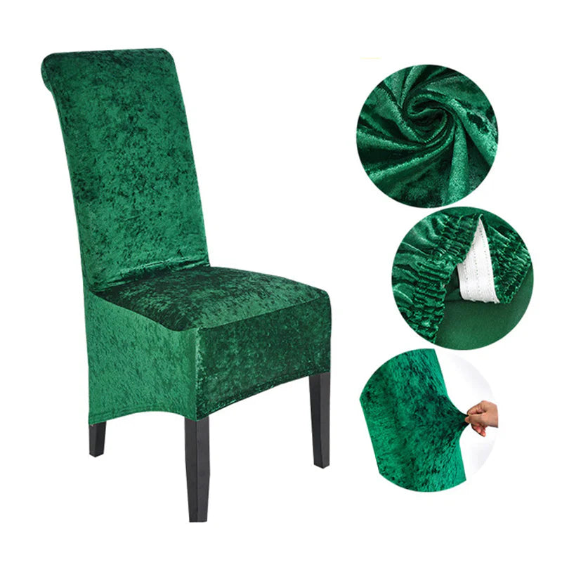 Quirky Hub Premium Wrinkle-Free Stretchable | Washable Plain|Velvet Chair Covers |Rama Green (QHCC-135)