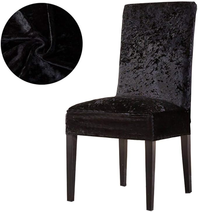 Quirky Hub Premium Wrinkle-Free Stretchable Chair Covers, Velvet Elegance Black (QHCC-112)