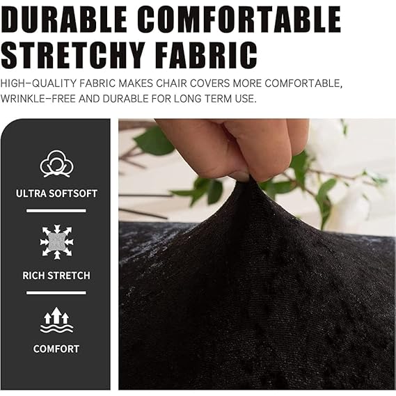 Quirky Hub Premium Wrinkle-Free Stretchable Chair Covers, Velvet Elegance Black (QHCC-112)
