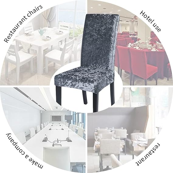 Quirky Hub Premium Wrinkle-Free Stretchable | Washable Plain Velvet Chair Covers ,Grey (QHCC-093)