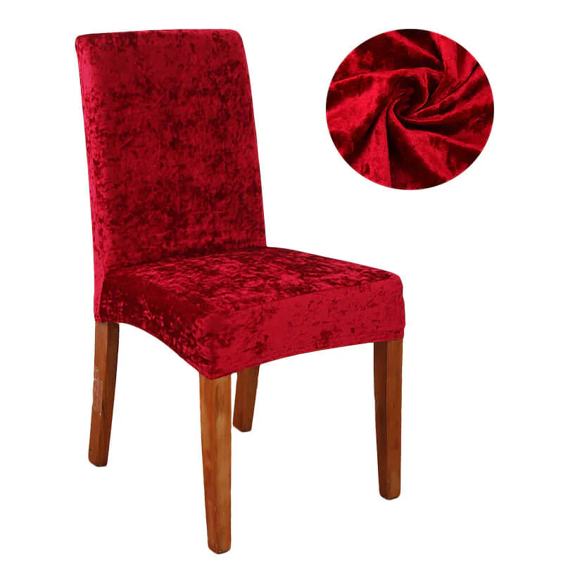 Quirky Hub Premium Wrinkle-Free Stretchable | Washable Plain Velvet Chair Covers Red (QHCC-141)