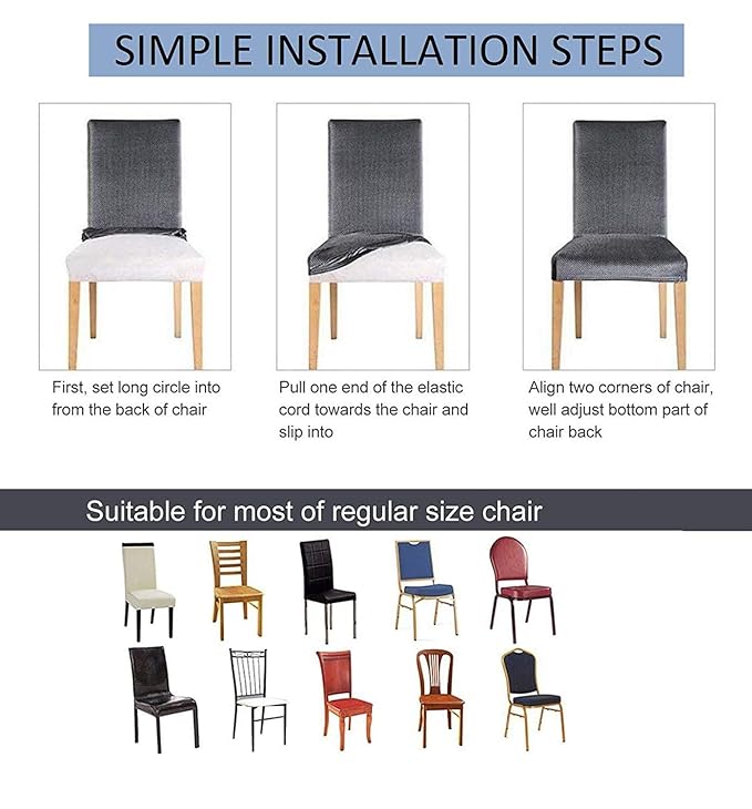 Quirky Hub Premium Wrinkle-Free Stretchable | Washable Plain Velvet Chair Covers| Navy Blue  (QHCC-125)