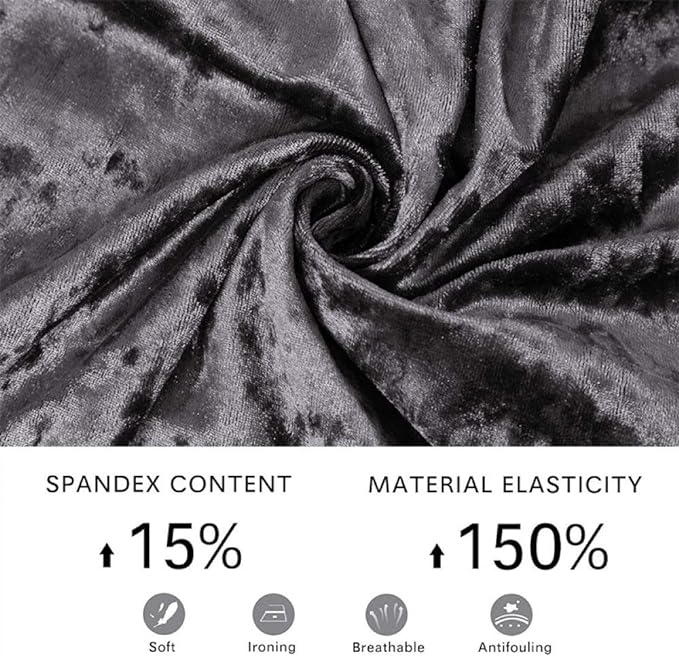 Quirky Hub Premium Wrinkle-Free Stretchable | Washable Plain Velvet Chair Covers ,Grey (QHCC-093)