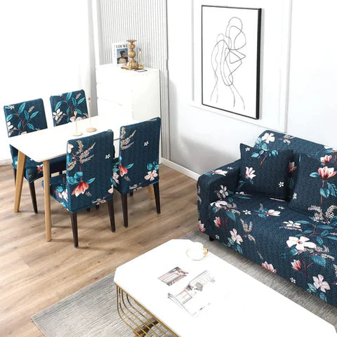 Quirky Hub Premium Wrinkle-Free Elastic Stretchable | Washable| Elastic Sofa Cover - Blue Jasmine (SC-047)