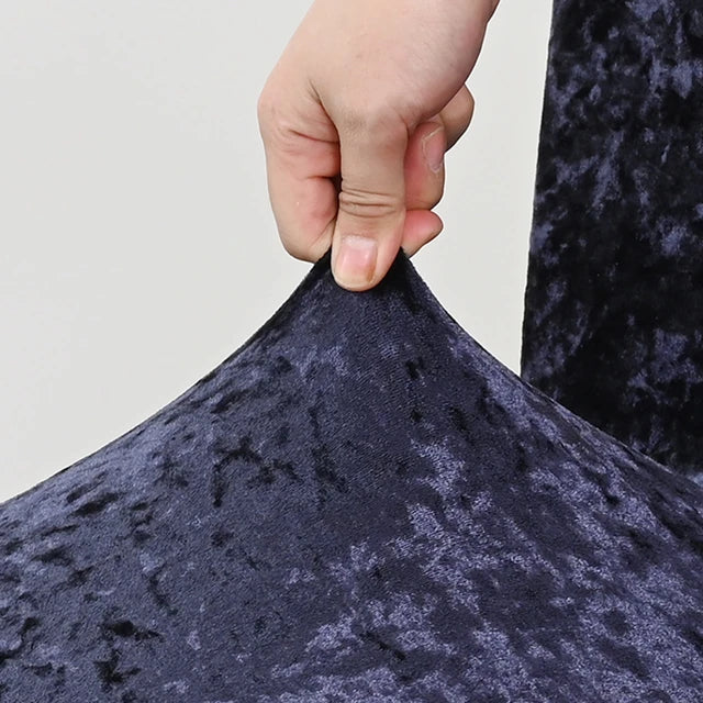 Quirky Hub Premium Wrinkle-Free Stretchable | Washable Plain Velvet Chair Covers| Navy Blue  (QHCC-125)