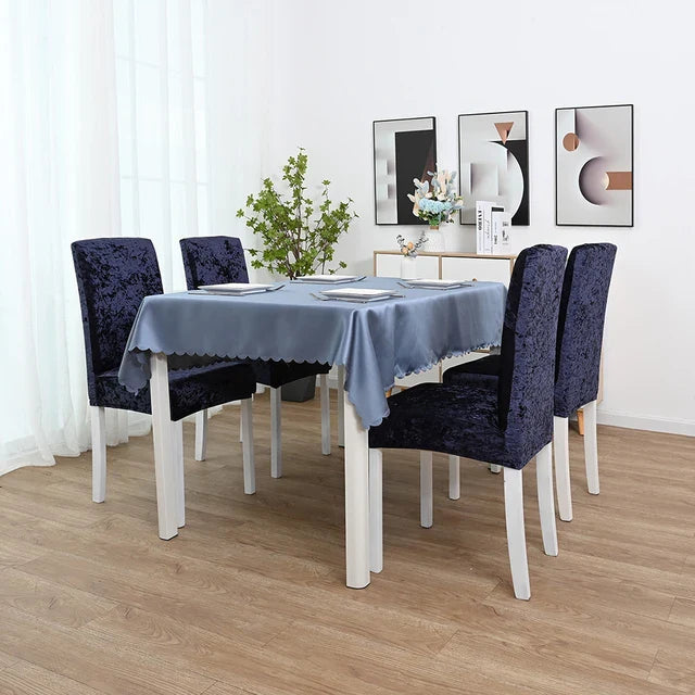 Quirky Hub Premium Wrinkle-Free Stretchable | Washable Plain Velvet Chair Covers| Navy Blue  (QHCC-125)