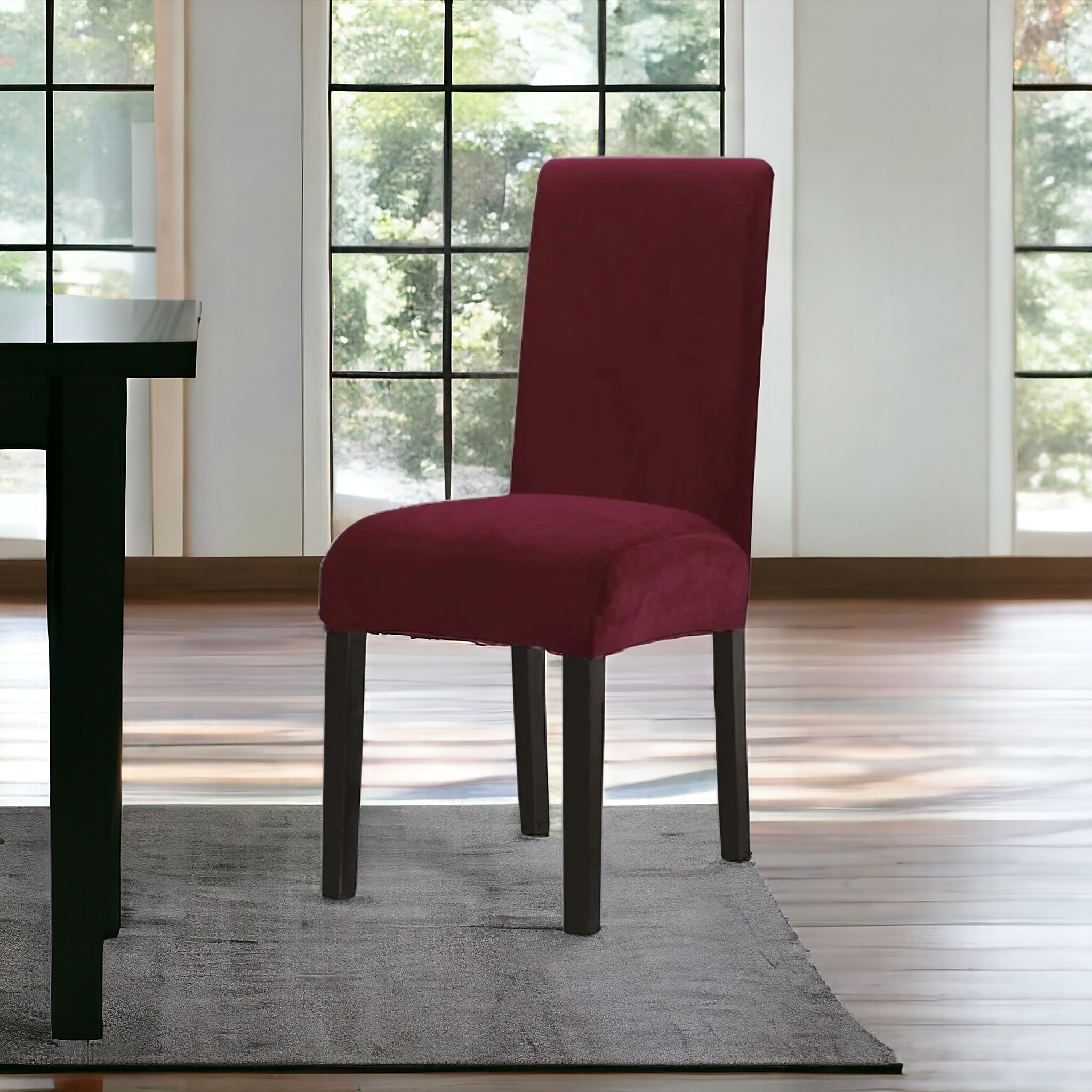 Quirky Hub Premium Wrinkle-Free Stretchable | Washable Plain Velvet Chair Covers, Red-Wine  (QHCC-126)