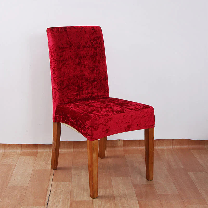 Quirky Hub Premium Wrinkle-Free Stretchable | Washable Plain Velvet Chair Covers Red (QHCC-141)