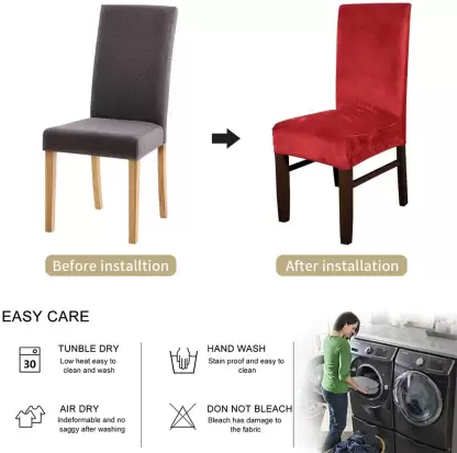 Quirky Hub Premium Wrinkle-Free Stretchable | Washable Plain Velvet Chair Covers Red (QHCC-141)