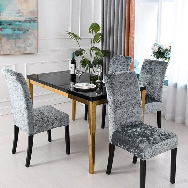 Quirky Hub Premium Wrinkle-Free Stretchable | Washable Plain Velvet Chair Covers |Dark Grey  (QHCC-170)