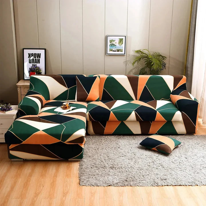 Quirky Hub Budget-Friendly L-Shape Extensible Sofa Set Cover – Multicolor Design