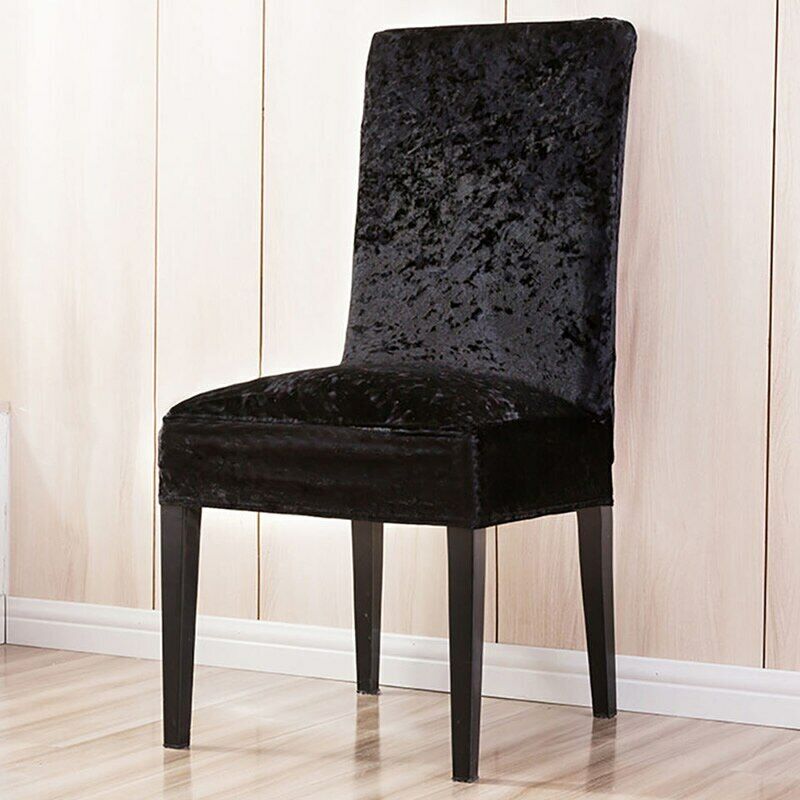 Quirky Hub Premium Wrinkle-Free Stretchable Chair Covers, Velvet Elegance Black (QHCC-112)