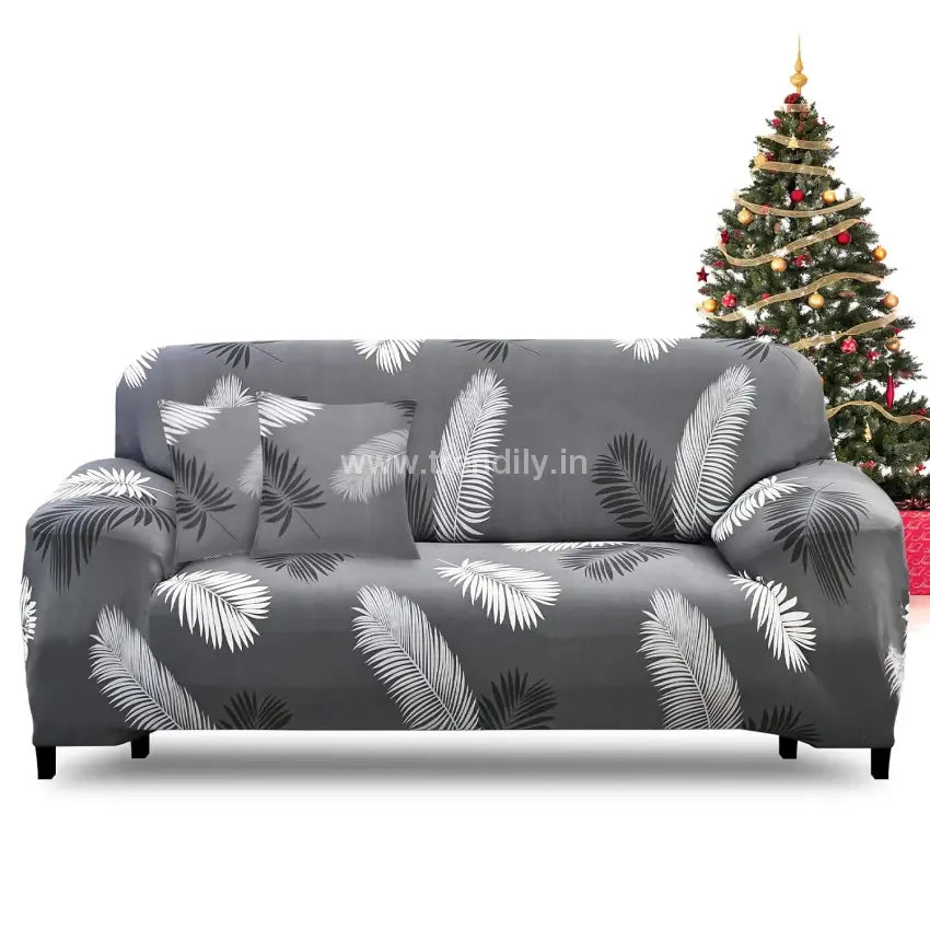 Trendily 3 Seater Elastic Universal Stretchable Sofa Cover Black Feather (Sc-017)